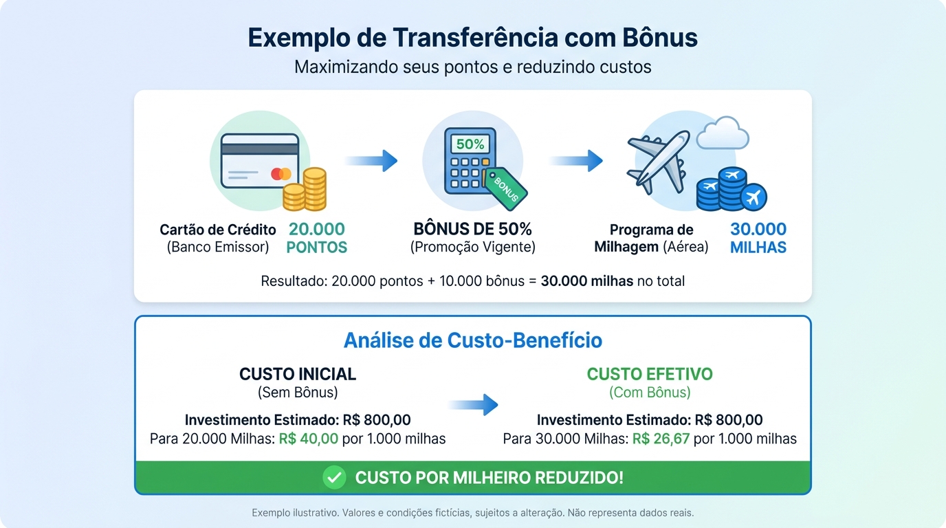 Exemplo de transferência bonificada reduzindo o custo por milheiro.